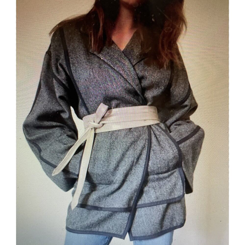 VTG 80s Susanna Beverly Hills Oversized Wool Kimono Jacket Bell Sleeves Sz S/M/L